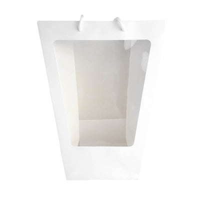 Pungi trapez din hârtie cu fereastră - alb (set 5 buc) - CraftUp