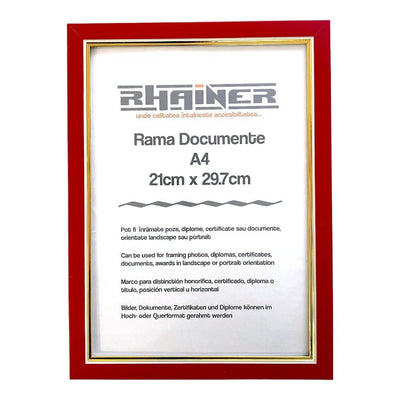 Ramă foto A4 - model Madrid roșu - auriu - CraftUp