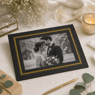 Ramă foto carton cu chenar auriu - negru (set 10 buc) - CraftUp