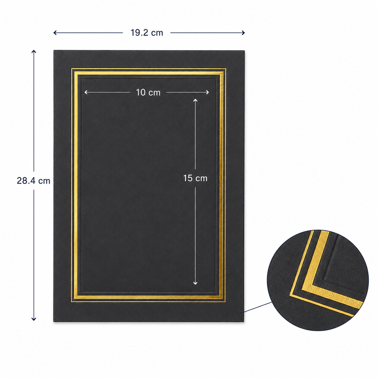 Ramă foto carton cu chenar auriu - negru (set 10 buc) - CraftUp