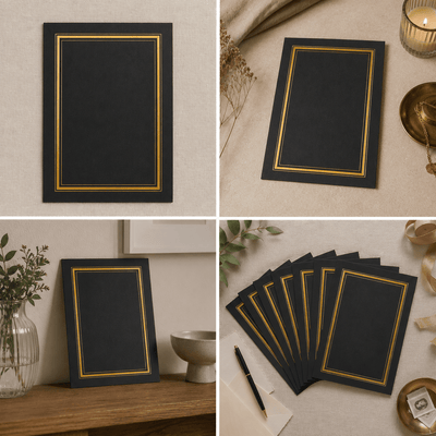 Ramă foto carton cu chenar auriu - negru (set 10 buc) - CraftUp