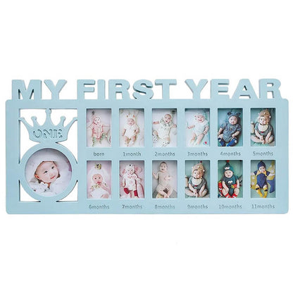 Ramă foto colaj 12 poze - model My First Year - bleu - CraftUp