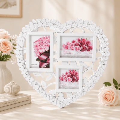 Ramă foto colaj 3 poze - model Heart - CraftUp
