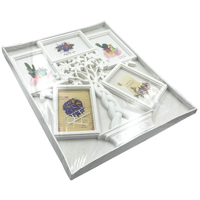 Ramă foto colaj 5 poze albă - model Money Tree - CraftUp