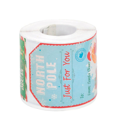 Rolă 200 stickere de Crăciun 5x7cm - model livrare cadouri 8 - CraftUp