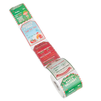 Rolă 200 stickere de Crăciun 5x7cm - model livrare cadouri 8 - CraftUp