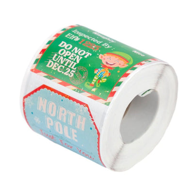 Rolă 200 stickere de Crăciun 5x7cm - model livrare cadouri 8 - CraftUp