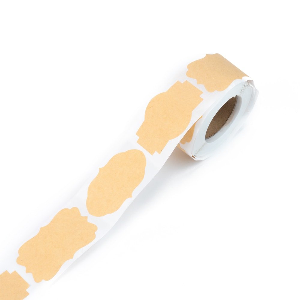Rolă 250 stickere blank 3 forme diferite 3x5cm - kraft - CraftUp