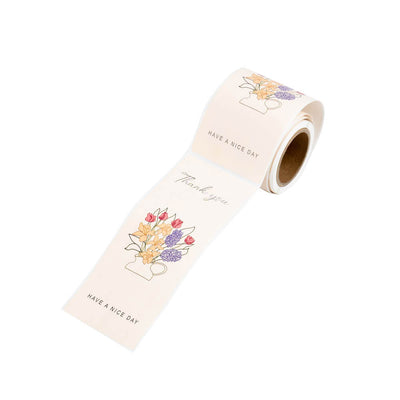 Rolă 50 stickere lungi cu flori - model 1 - CraftUp