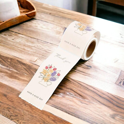 Rolă 50 stickere lungi cu flori - model 1 - CraftUp