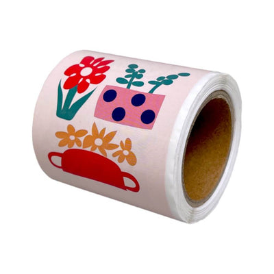 Rolă 50 stickere lungi cu flori - model 2 - CraftUp