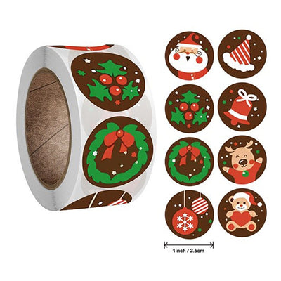 Rolă 500 stickere Crăciun 2.5cm - model 1 - CraftUp