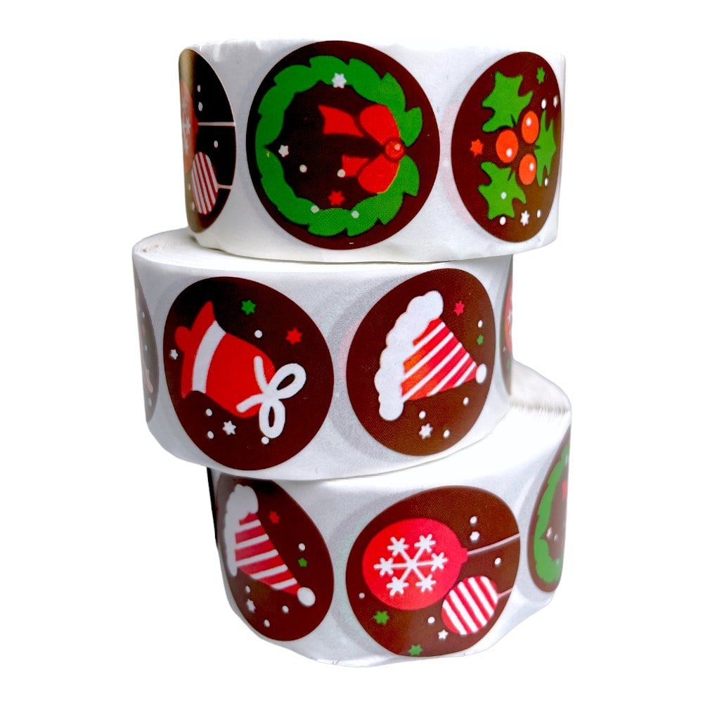 Rolă 500 stickere Crăciun 2.5cm - model 1 - CraftUp