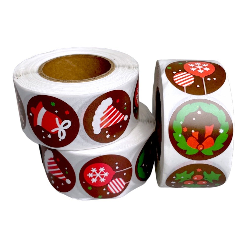 Rolă 500 stickere Crăciun 2.5cm - model 1 - CraftUp