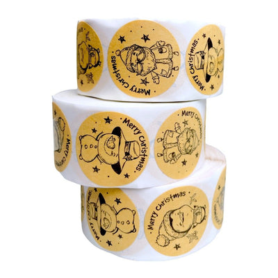 Rolă 500 stickere kraft Crăciun 2.5cm - model 4 - CraftUp