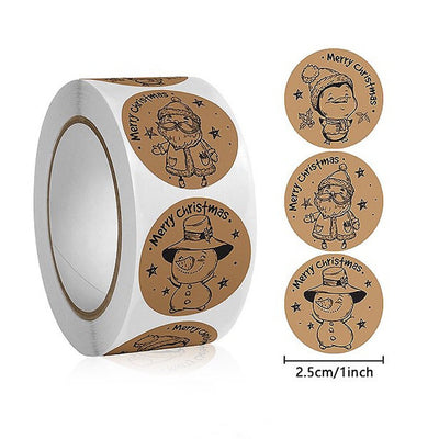 Rolă 500 stickere kraft Crăciun 2.5cm - model 4 - CraftUp