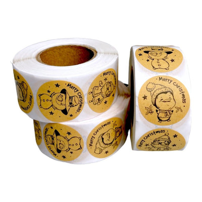 Rolă 500 stickere kraft Crăciun 2.5cm - model 4 - CraftUp