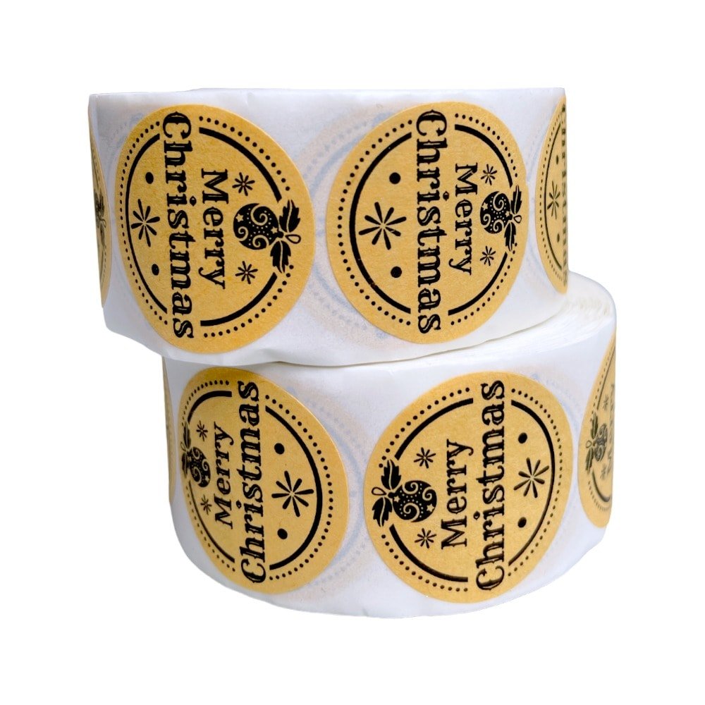 Rolă 500 stickere kraft Crăciun 2.5cm - model 5 - CraftUp