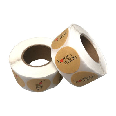 Rolă 500 stickere rotunde Homemade 2.5cm - kraft - CraftUp