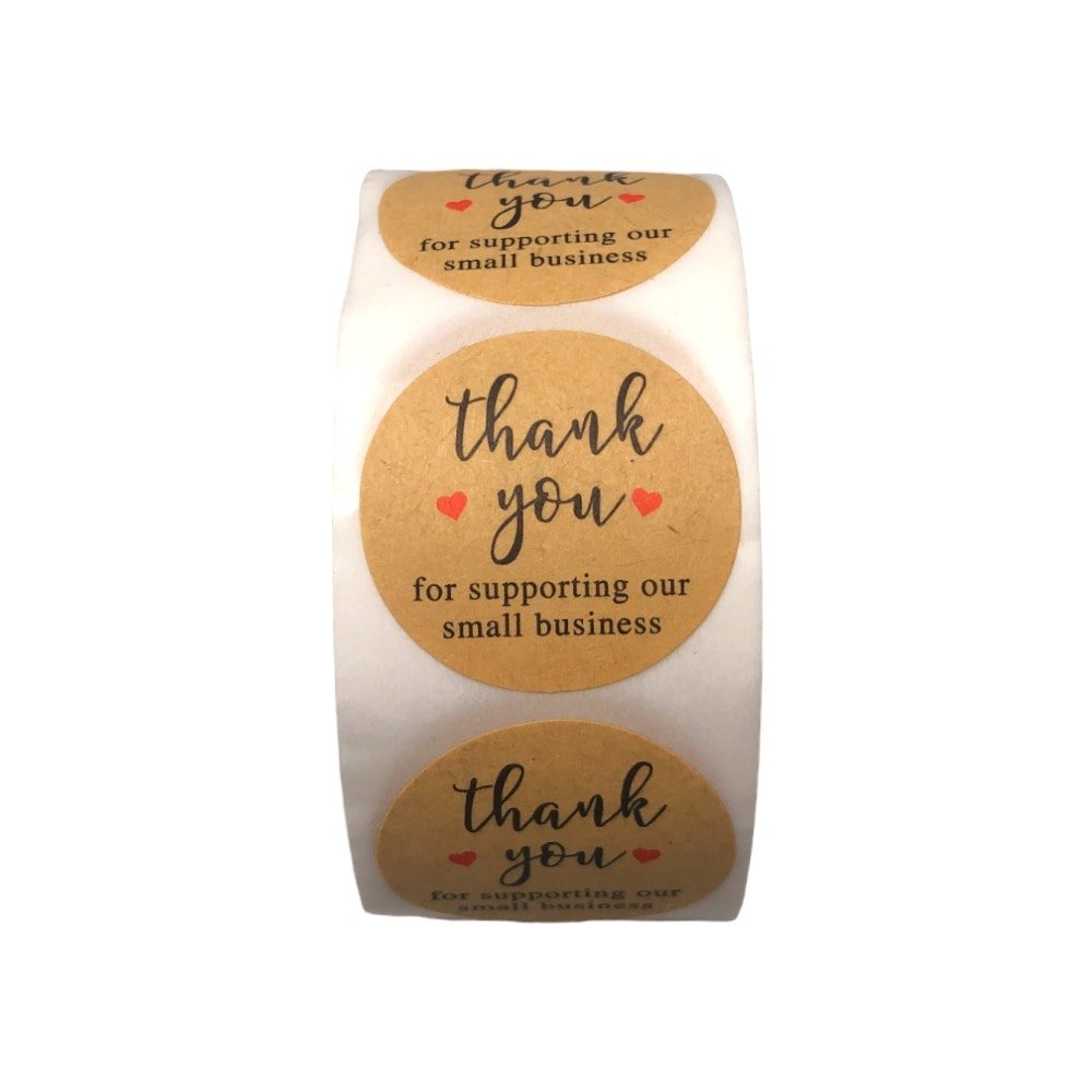 Rolă 500 stickere rotunde Thank You 2.5cm - kraft - CraftUp