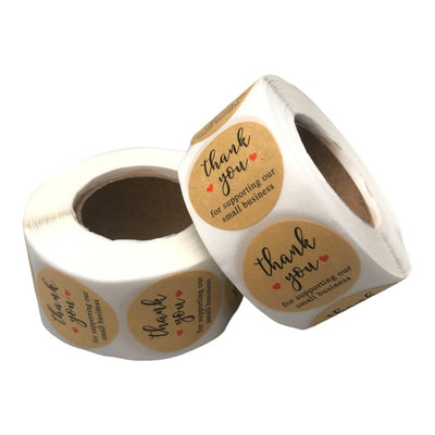 Rolă 500 stickere rotunde Thank You 2.5cm - kraft - CraftUp