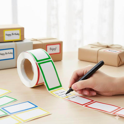 Rolă cu stickere dreptunghiulare colorate (200 buc/rola) - CraftUp