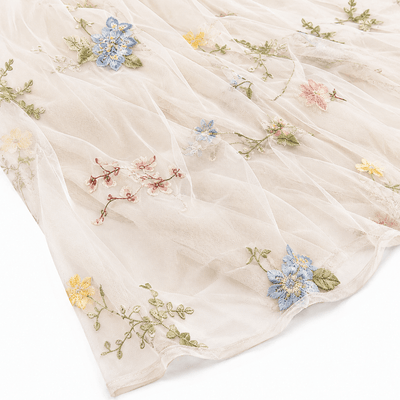 Runner masă tul cu flori brodate - beige - CraftUp