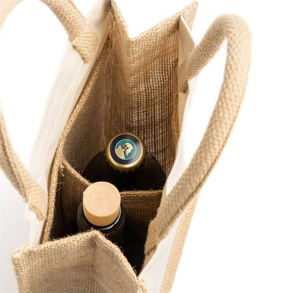 Sacoșă dublă iută pentru sticle de vin - CraftUp