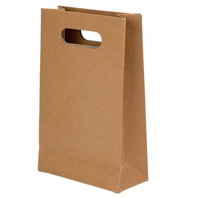 Sacoșâ hârtie cu mâner integrat și fereastră - kraft (set 12 buc) - CraftUp
