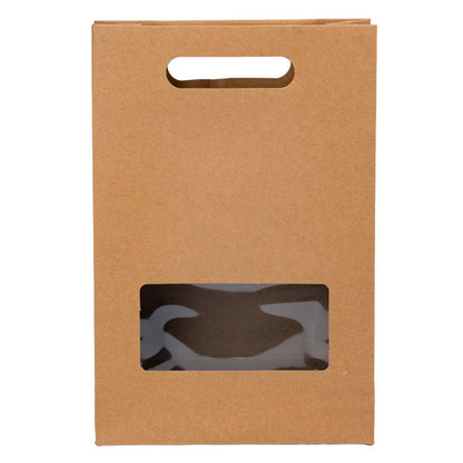 Sacoșâ hârtie cu mâner integrat și fereastră - kraft (set 12 buc) - CraftUp