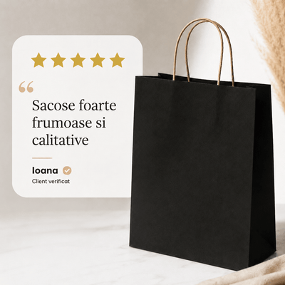 Sacoșă kraft neagră 41x12x32cm - CraftUp