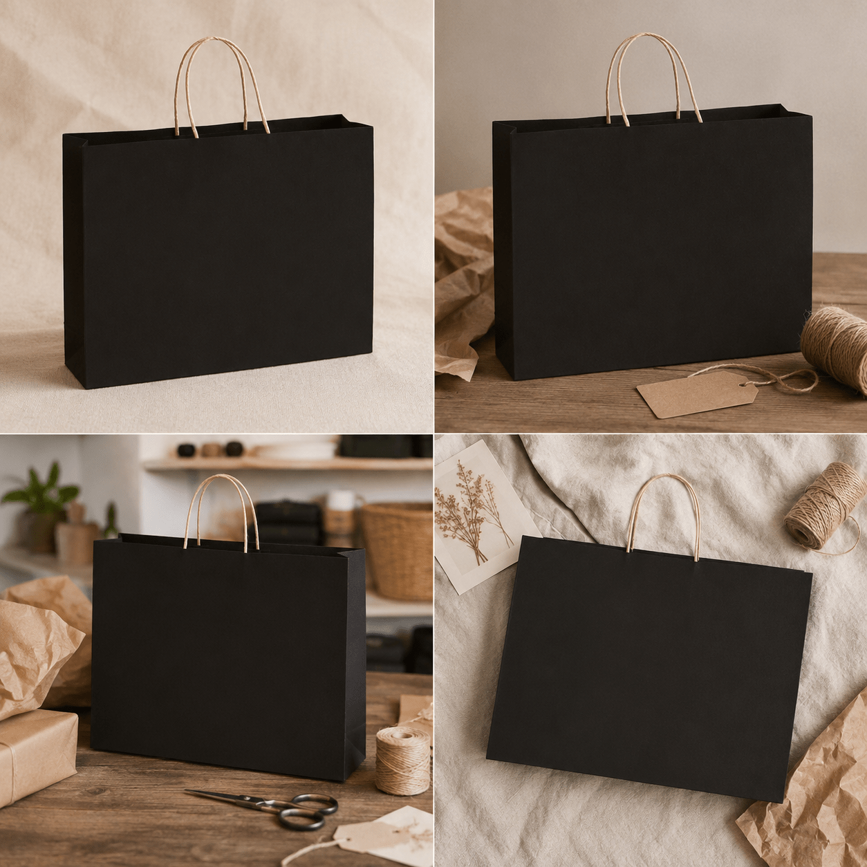 Sacoșă kraft neagră 41x12x32cm - CraftUp