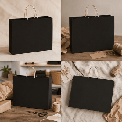Sacoșă kraft neagră 41x12x32cm - CraftUp