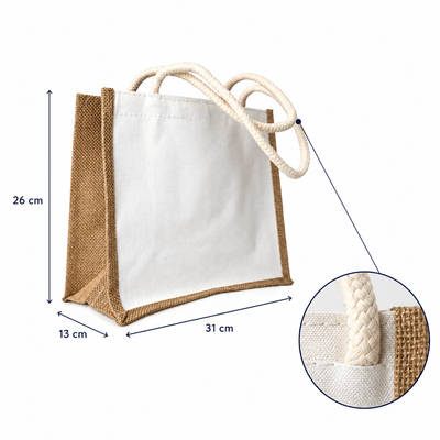Sacoșă textil cu interior rezistent la apă 31x26x13cm - alb - maro - CraftUp