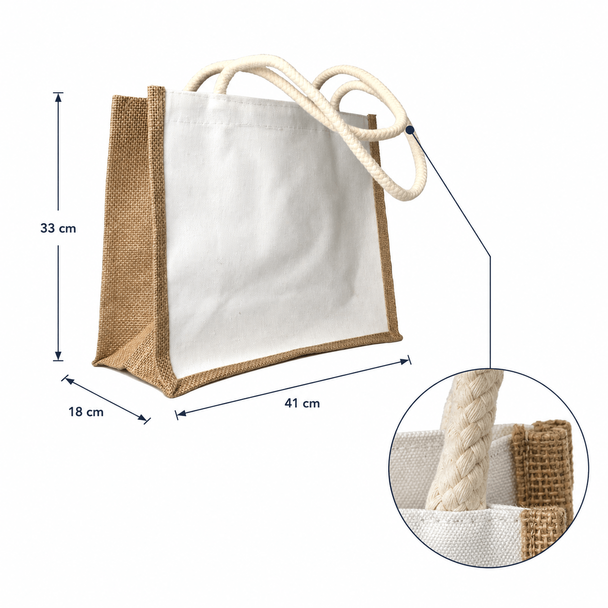Sacoșă textil cu interior rezistent la apă 41x33x18cm - alb - maro - CraftUp
