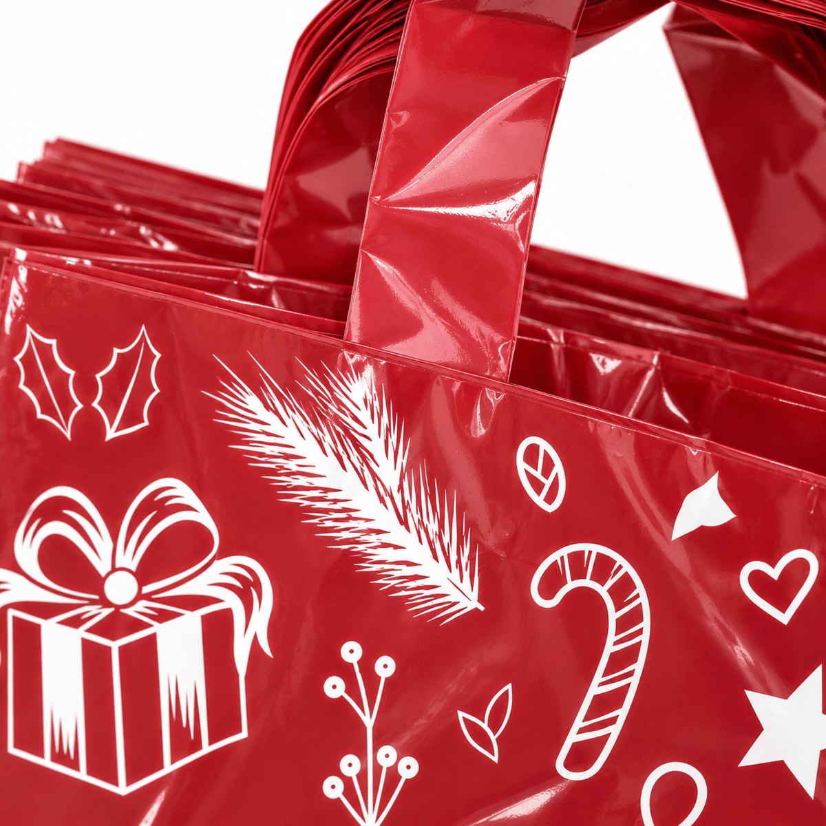 Sacoșe cadou de Crăciun cu ren și Merry Christmas - vișiniu (set 50 buc) - CraftUp