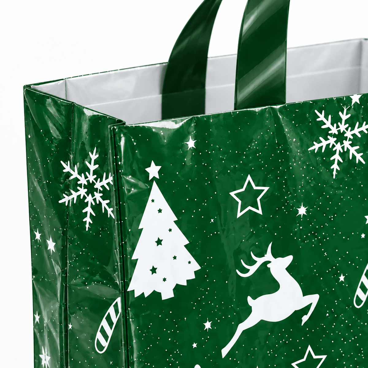 Sacoșe cadou de Crăciun cu sanie și reni - verde (set 50 buc) - CraftUp