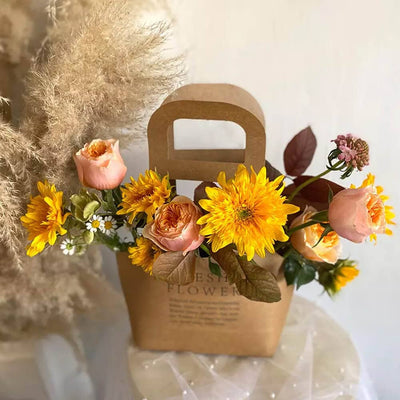 Sacoșe din hârtie Fresh Flower - maro (set 10 buc) - CraftUp