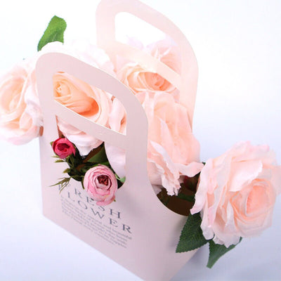 Sacoșe din hârtie Fresh Flower - roz (set 10 buc) - CraftUp