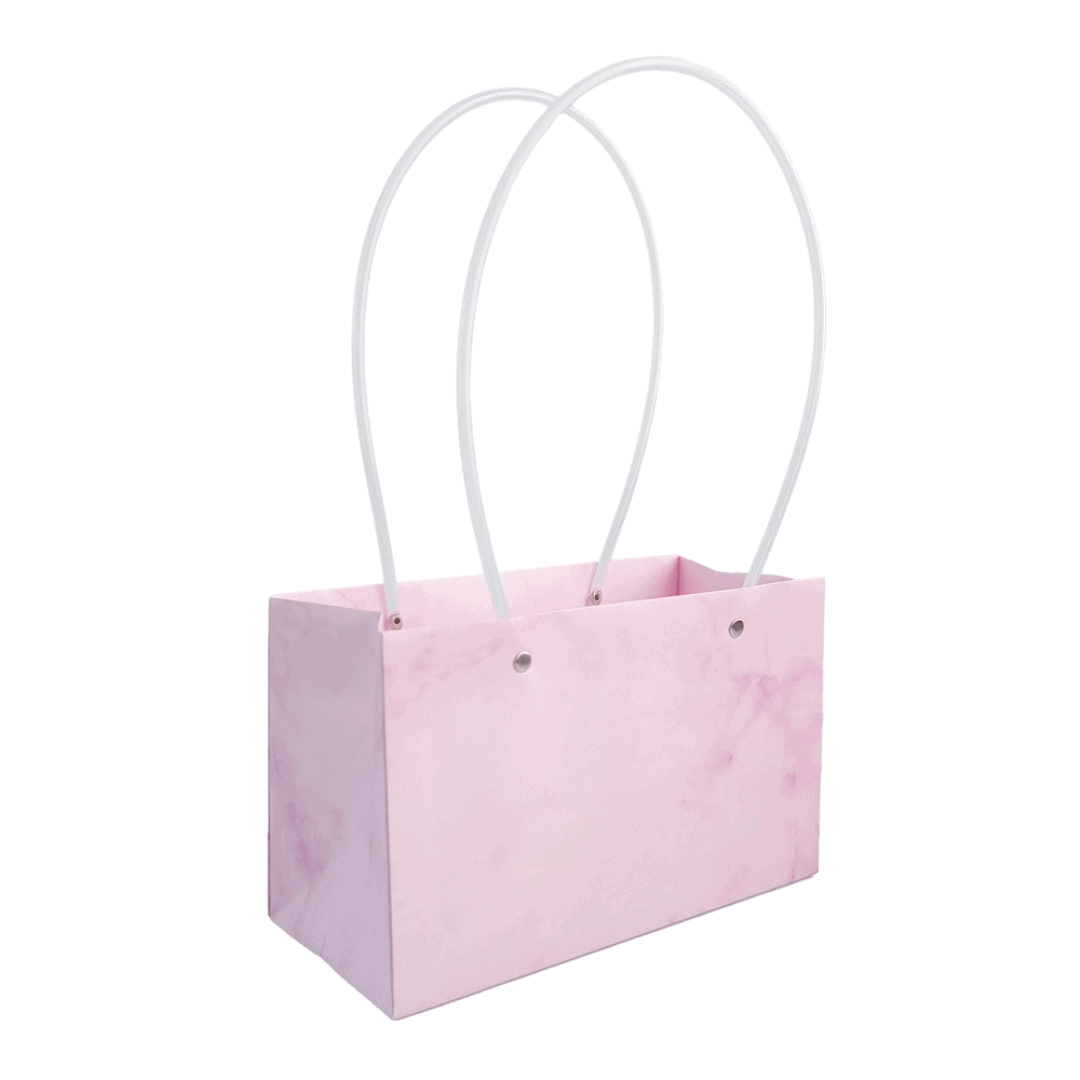 Sacoșe dreptunghiulare cu mâner de plastic - mov deschis marmură (set 10 buc) - CraftUp