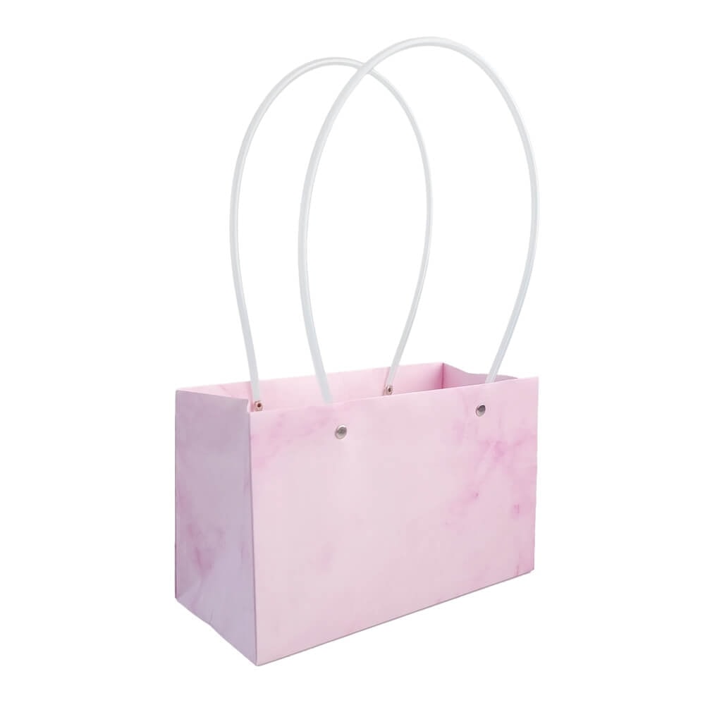 Sacoșe dreptunghiulare cu mâner de plastic - mov deschis marmură (set 10 buc) - CraftUp