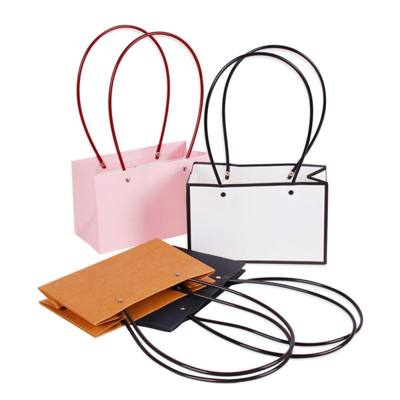 Sacoșe dreptunghiulare cu mâner de plastic - roz (set 10 buc) - CraftUp