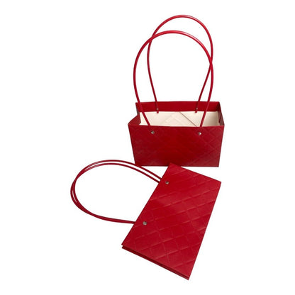 Sacoșe dreptunghiulare model romburi cu mâner - roșu (set 10 buc) - CraftUp