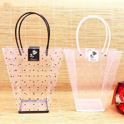 Sacoșe ghiveci transparente cu buline albe (set 10 buc) - CraftUp