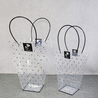 Sacoșe ghiveci transparente cu buline negre (set 10 buc) - CraftUp