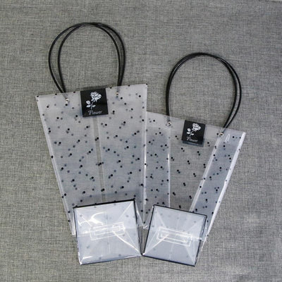 Sacoșe ghiveci transparente cu buline negre (set 10 buc) - CraftUp
