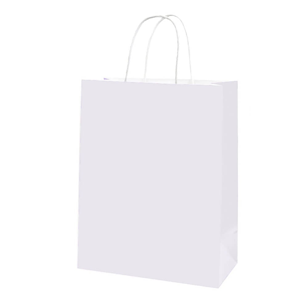 Sacoșe hârtie cu mâner răsucit - alb (set 12 buc) - CraftUp