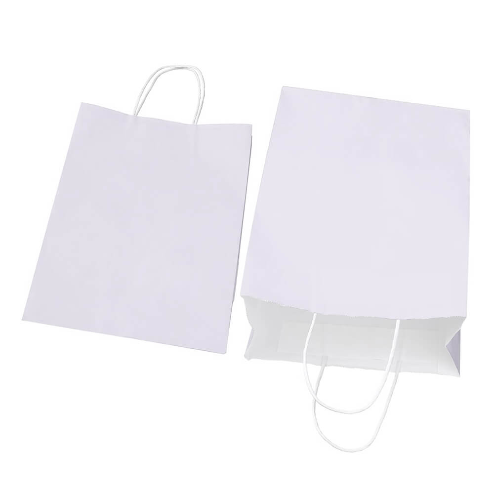 Sacoșe hârtie cu mâner răsucit - alb (set 12 buc) - CraftUp