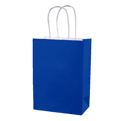 Sacoșe hârtie cu mâner răsucit - albastru (set 12 buc) - CraftUp