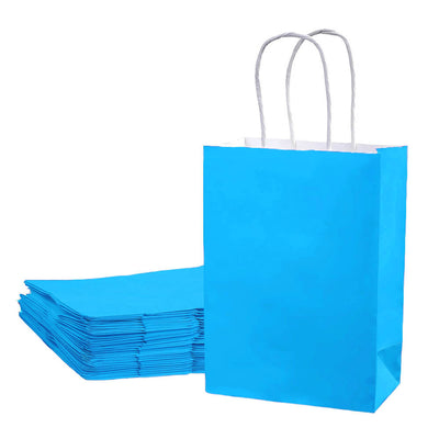 Sacoșe hârtie cu mâner răsucit - bleu (set 12 buc) - CraftUp